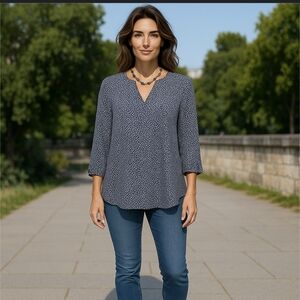 MICHAEL Michael Kors Navy, White & Red Floral Blouse